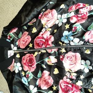 Girls Satin Floral Justice Zip Up Jacket